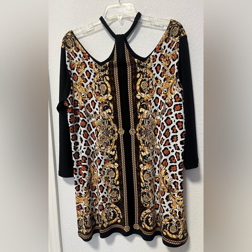 Eva Varro T 12522D 3/4 Sleeve Cord Neckline Tunic - 746 Chiara Scarf XL